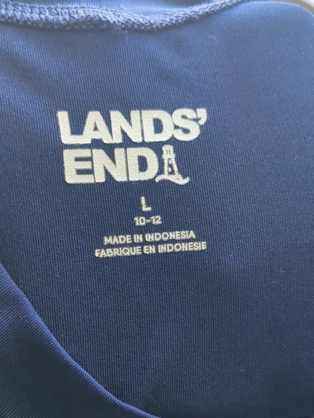 Boys Lands' End Navy Blue Rash Guard (Size L 10/12)